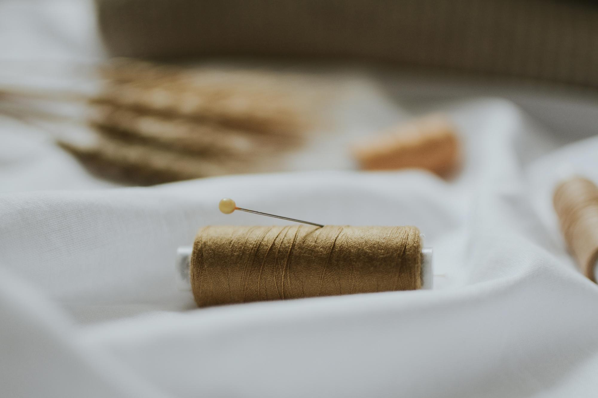 Detail of luxury embroidery on linen